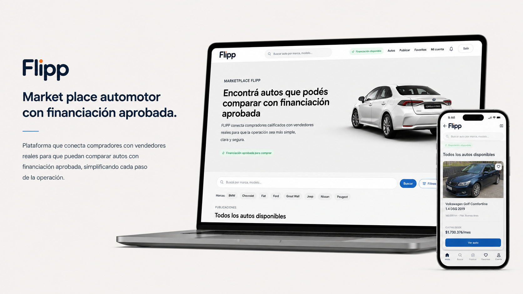 Plataforma Flipp en notebook y teléfono